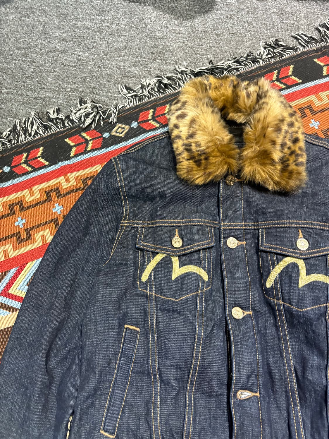 에비수 레오파드 퍼 데님자켓 상품이미지3