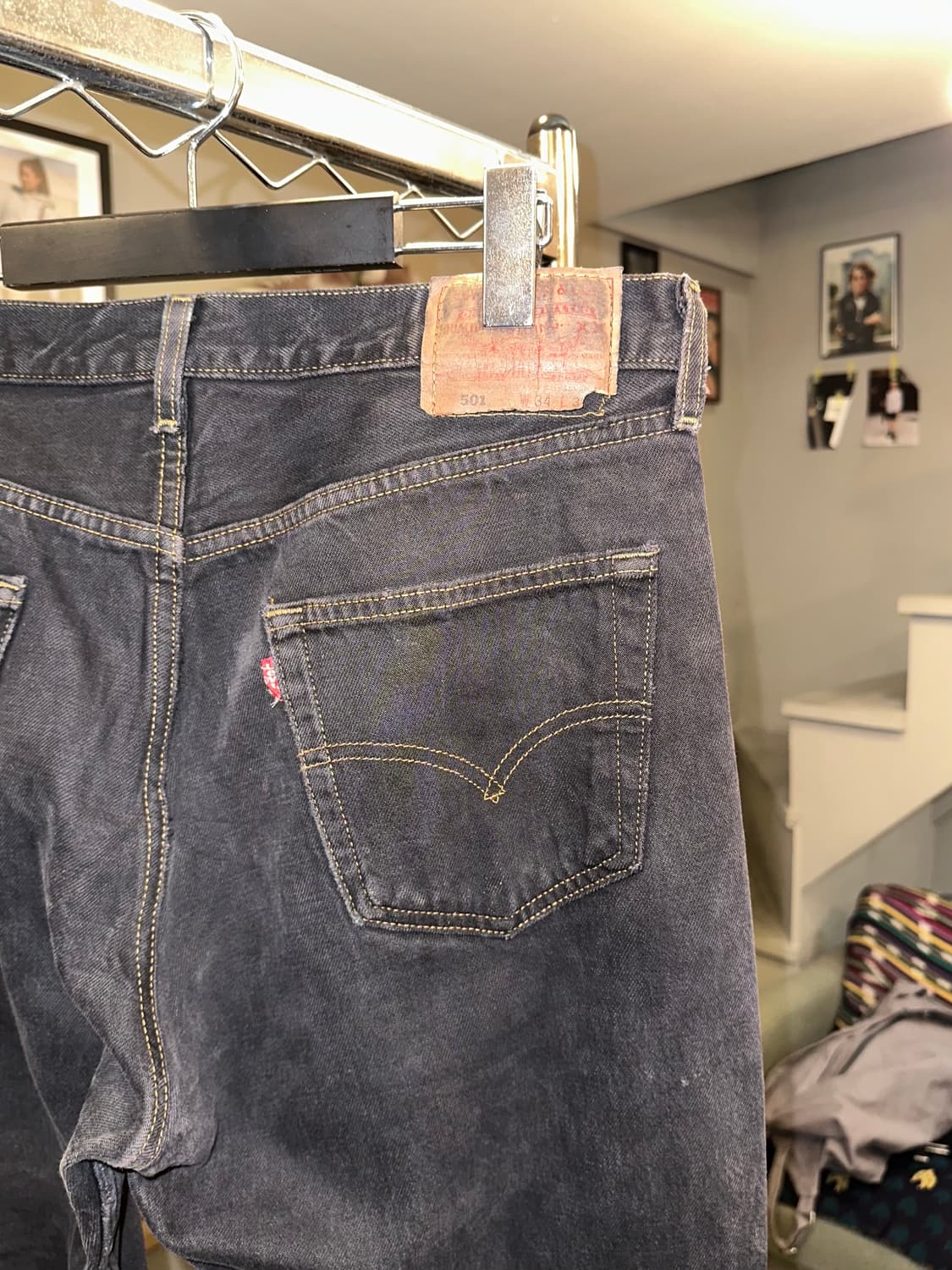 90’s Levi’s 501 black denim washed pants 상품이미지9