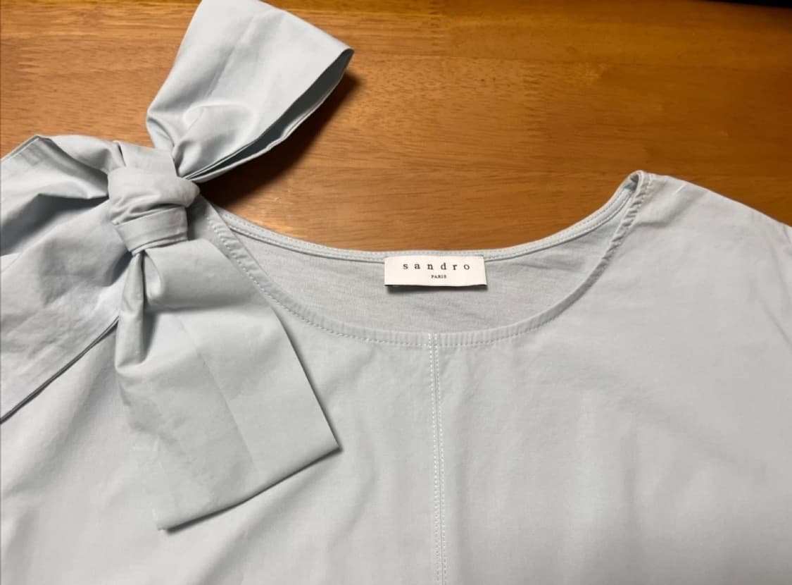 Sandro 산드로 Alexa 알렉사 파우더블루 리본 블라우스 티셔츠_1 상품이미지2