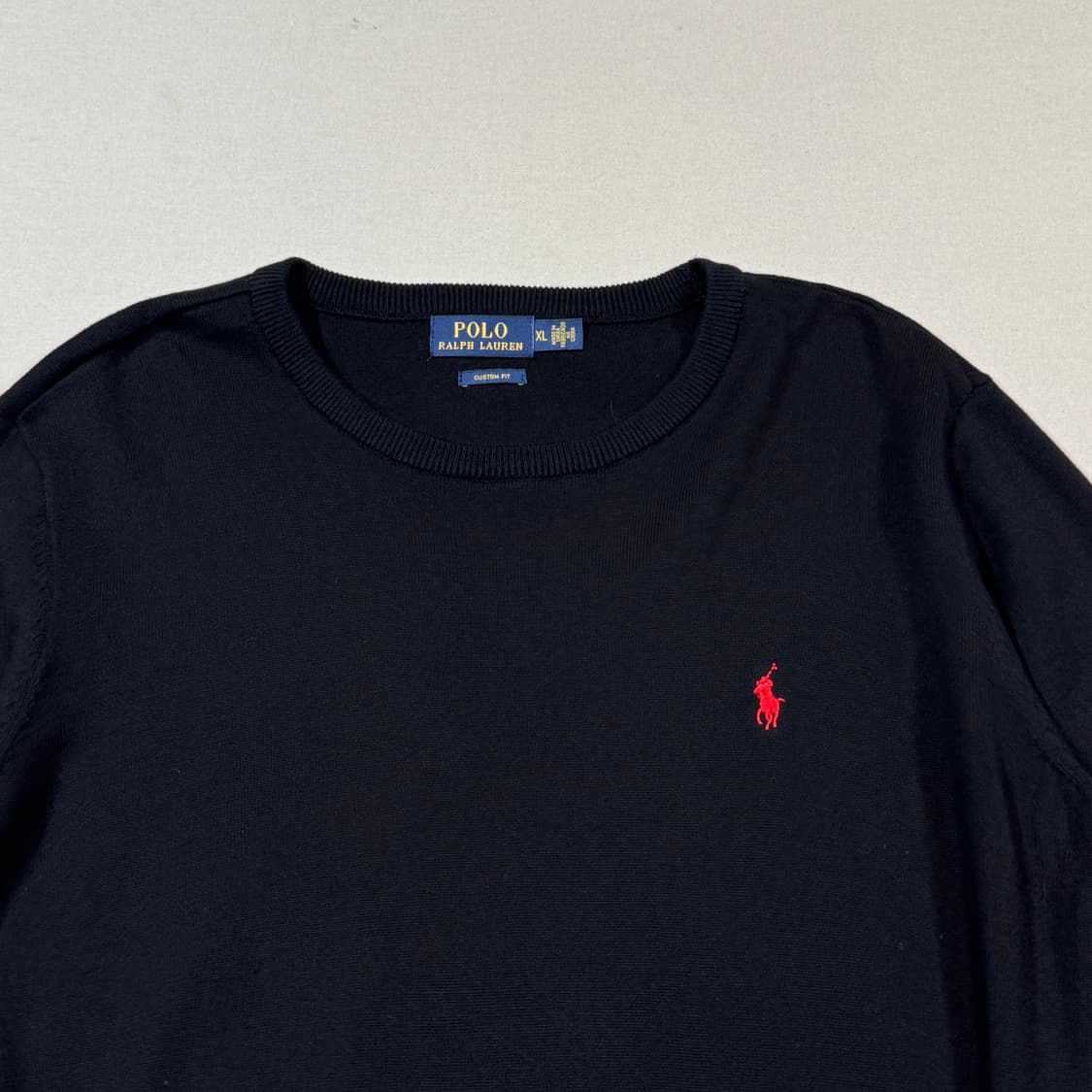 XL) 폴로 랄프로렌 라운드넥 코튼 니트 블랙 상품이미지3