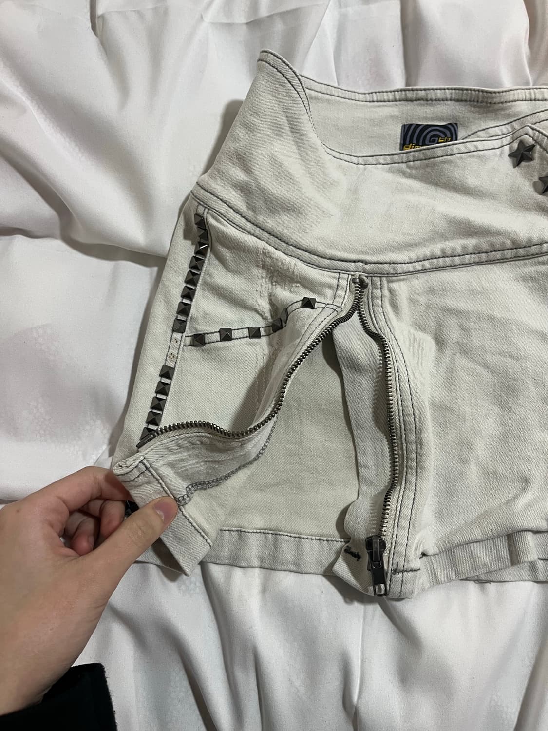 화이트 데님 미니스커트 상품이미지5