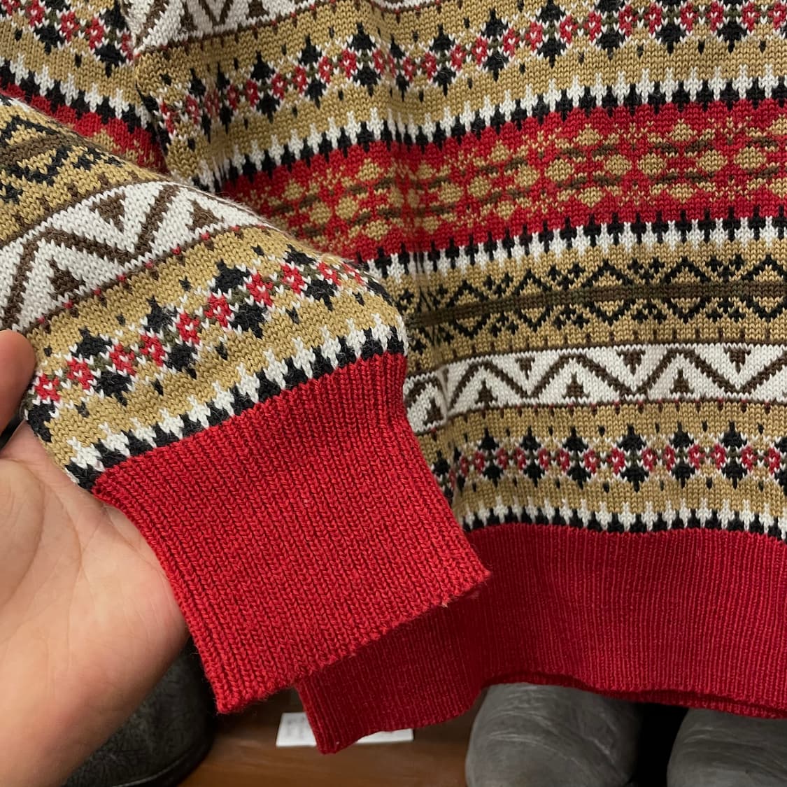 빈티지 페어 아일 패턴 노르딕 울 니트 스웨터 상품이미지5