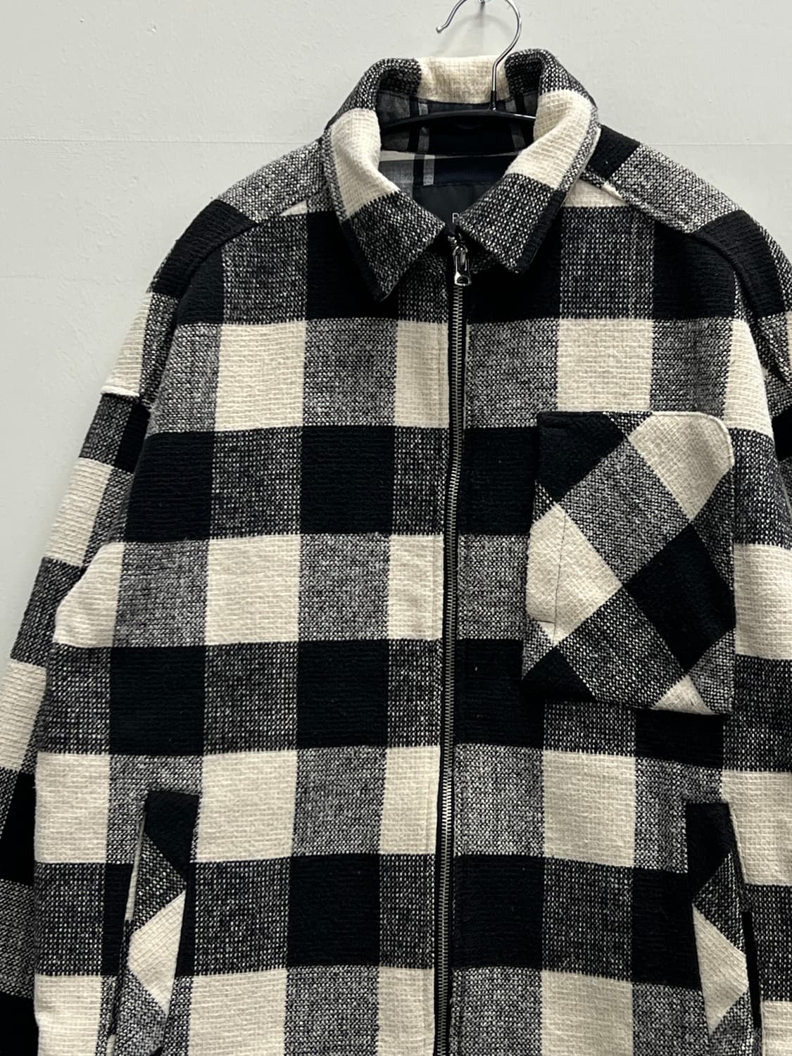 플랙 체크 카라 코튼 집업 자켓 상품이미지3