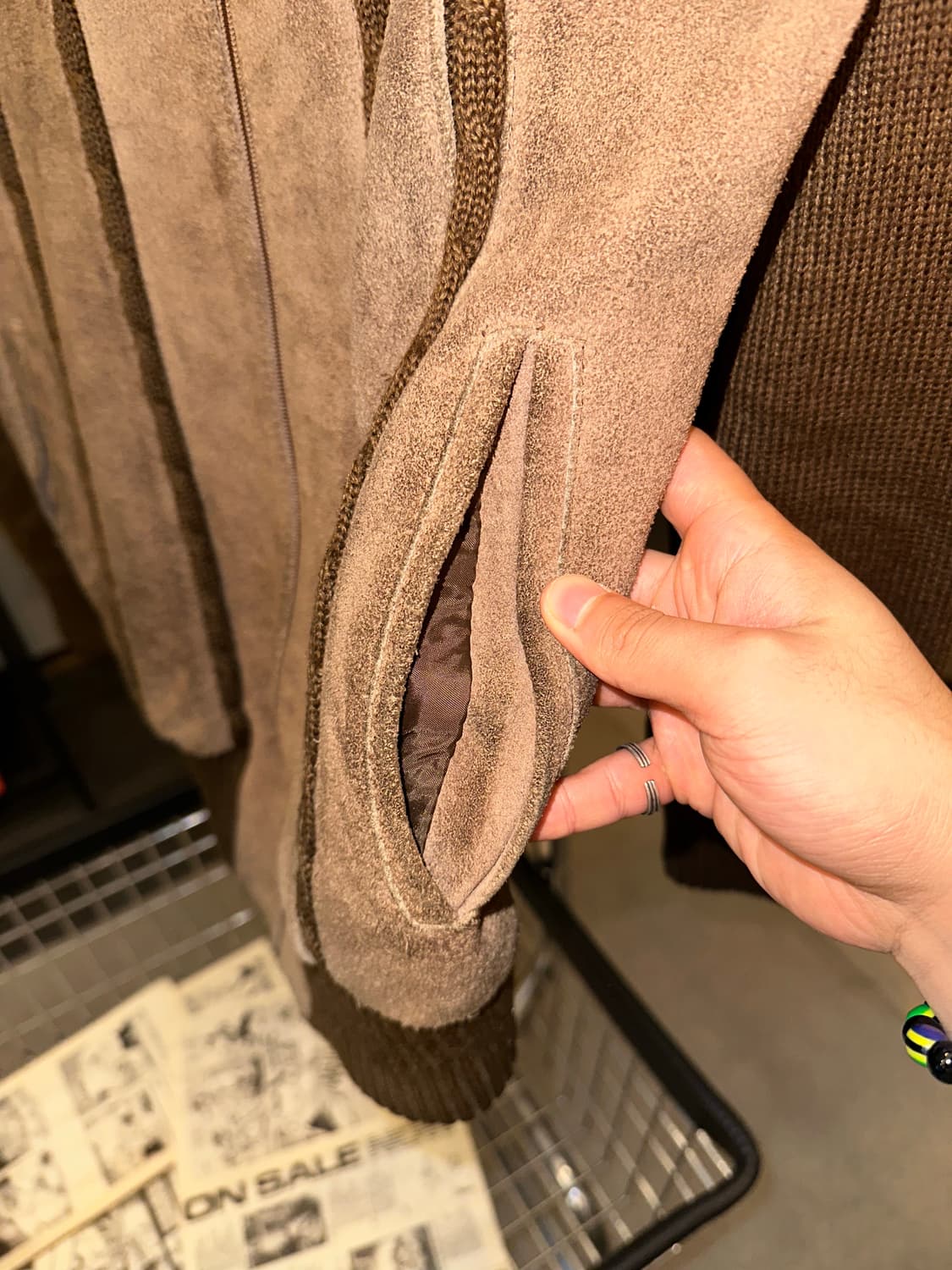 90’s Japanese Cow-suede aged knit jacket 상품이미지8