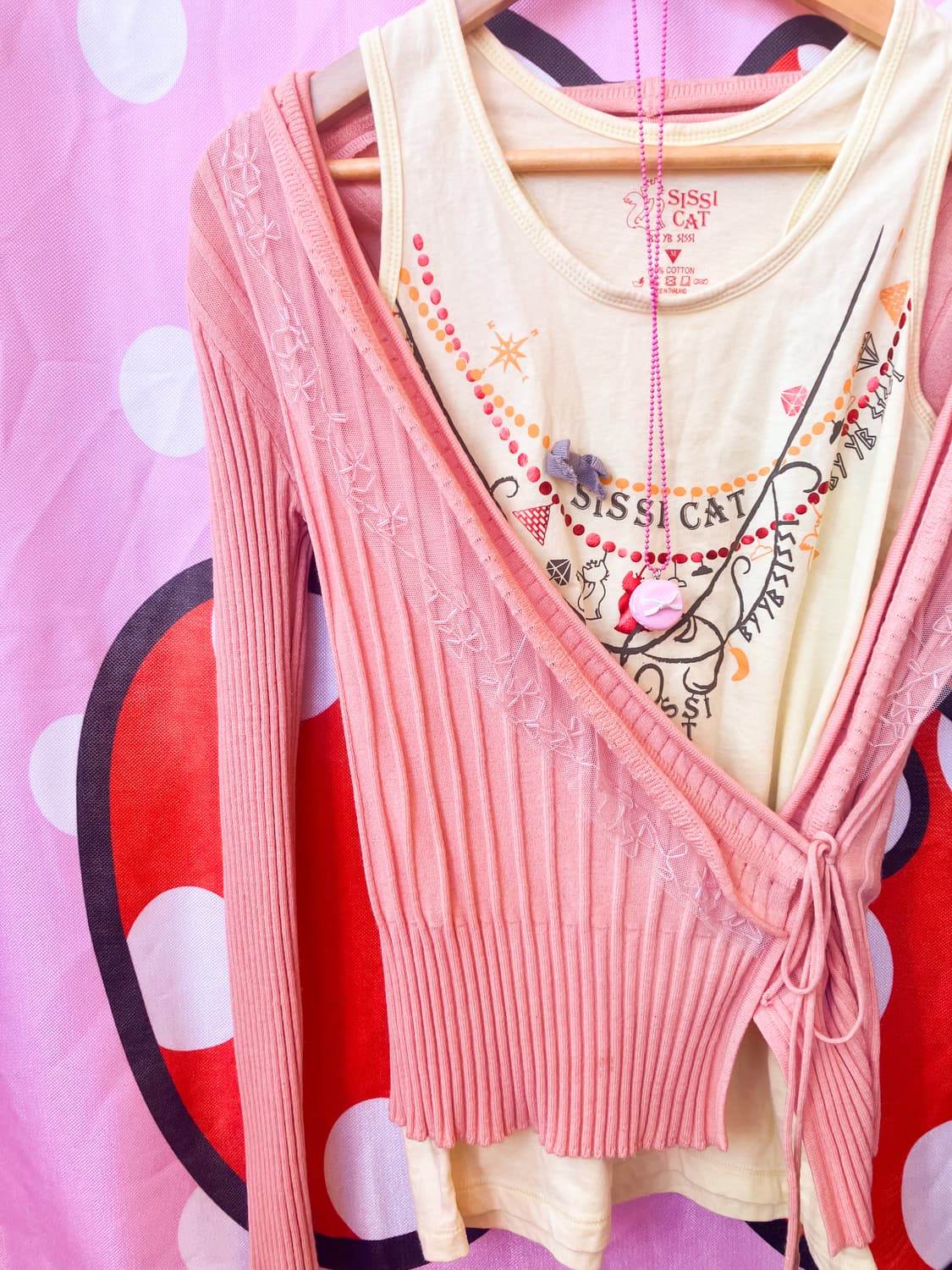 (set) 빈티지 캣 슬리브리스+레이스 랩 니트 상품이미지2