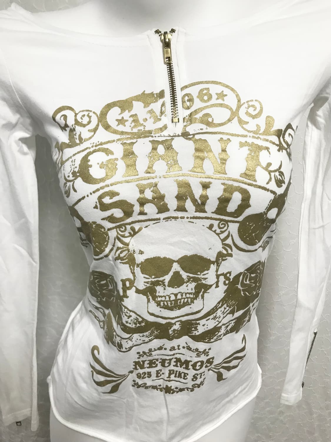 빈티지 갸루 펑크 백 크로스 트임 지퍼 롱슬리브 탑 상품이미지5