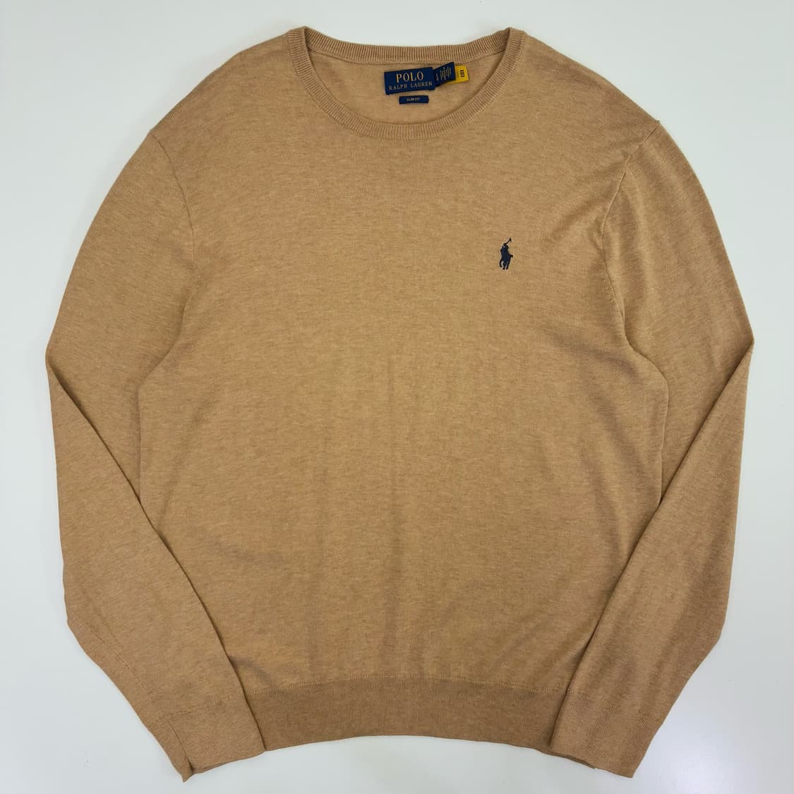 Polo  폴로 랄프로렌 자수 코튼 슬림핏 베이지 니트 상품이미지1