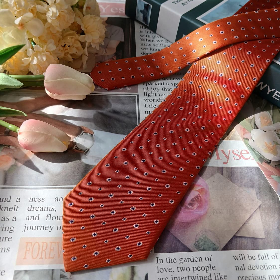 폴스튜어트 실크 오렌지 도트 패턴 넥타이 8.6cm A등급 E804
 상품이미지4