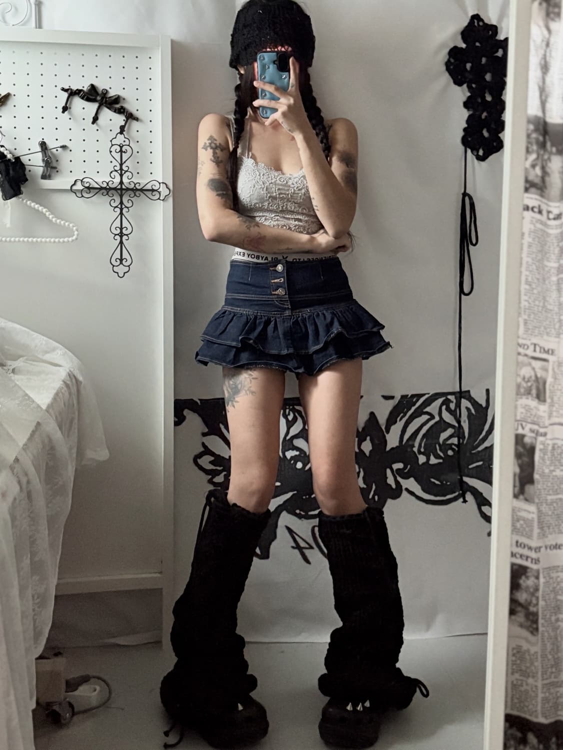 • denim cancan button skirt 상품이미지3