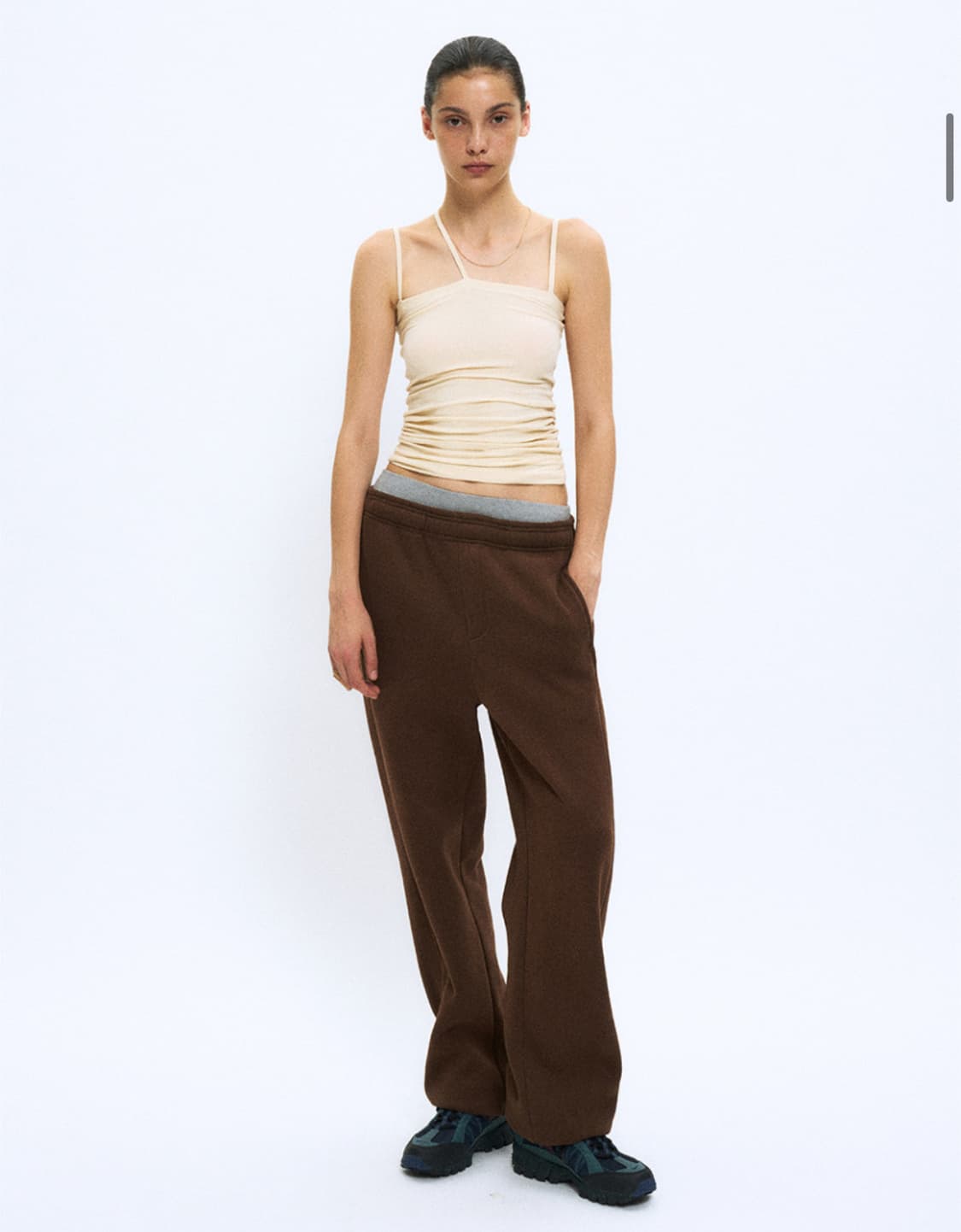 파르티멘토우먼 와이드 스웻 팬츠 브라운 상품이미지2