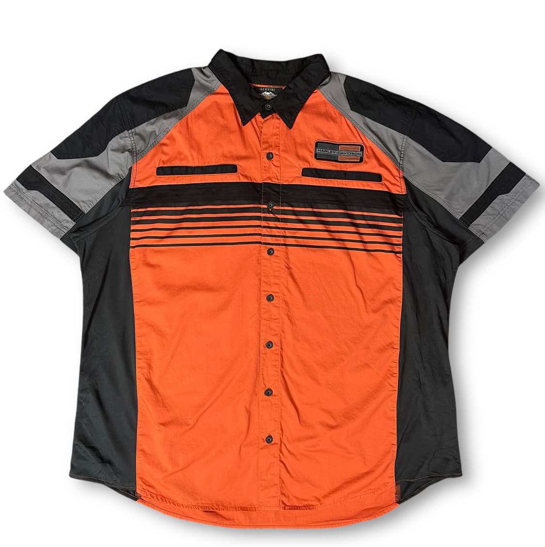 할리데이비슨 오렌지 올드스쿨 바이커 반팔 셔츠 3XL 상품이미지1