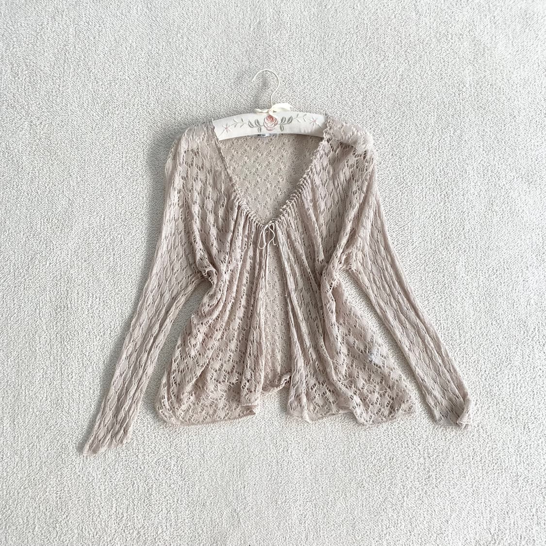 밀크티여리핏 ♥ 그물 가디건 상품이미지1