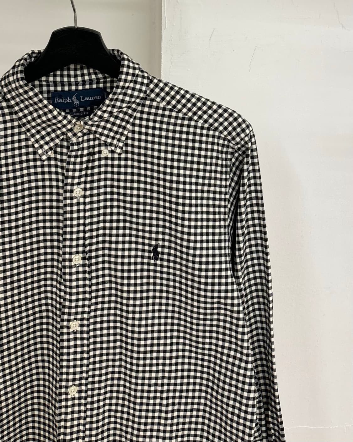 랄프 로렌 블랙 앤 화이트 깅엄 체크 셔츠 상품이미지4