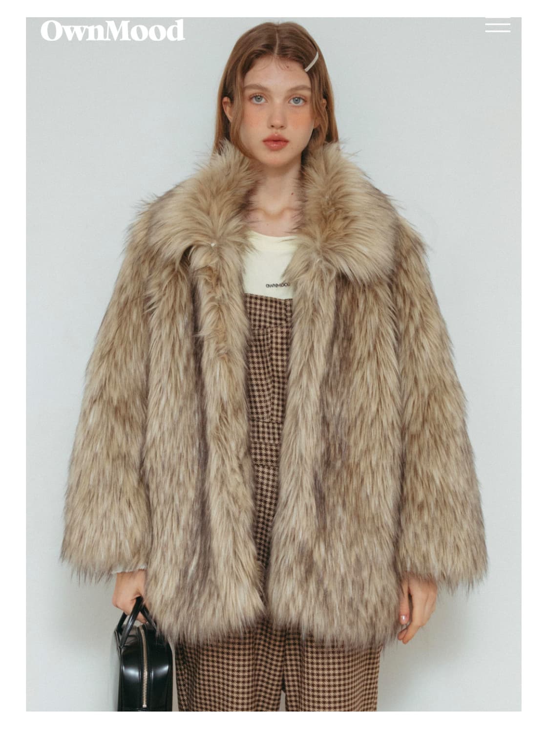 온무드 해브 믹스 퍼 하프 코트 퍼자켓 상품이미지1