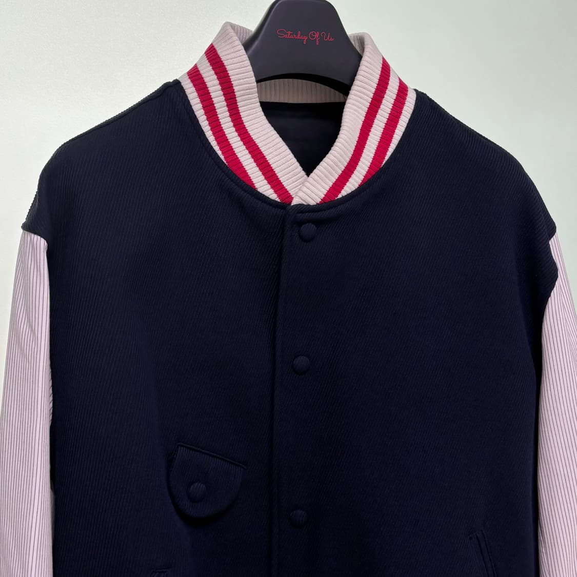 [L] STU 엠브로이더리 울 스트라이프 바시티 자켓 상품이미지4