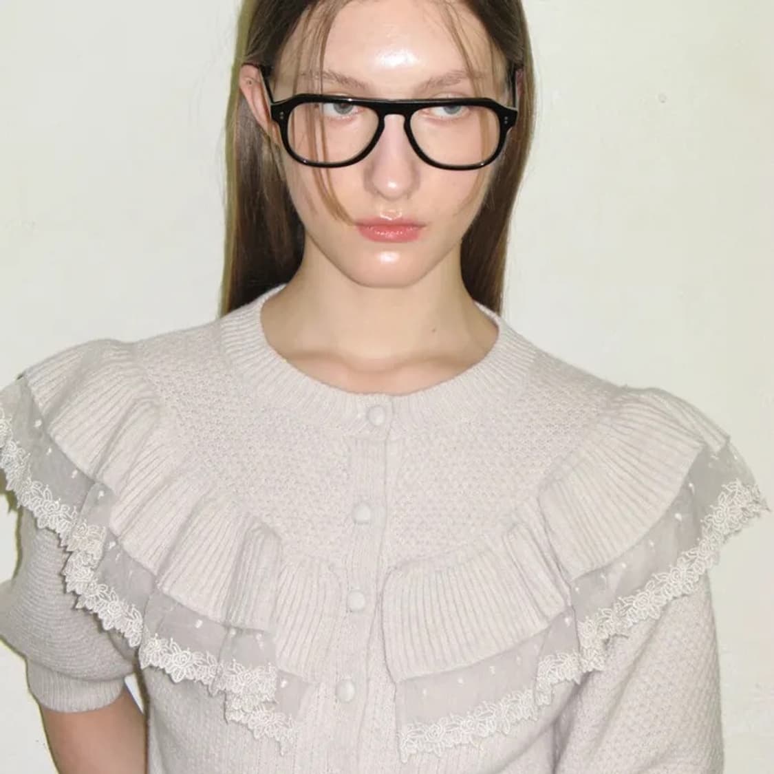 시눈 러플 퍼프 가디건 오트밀 상품이미지2