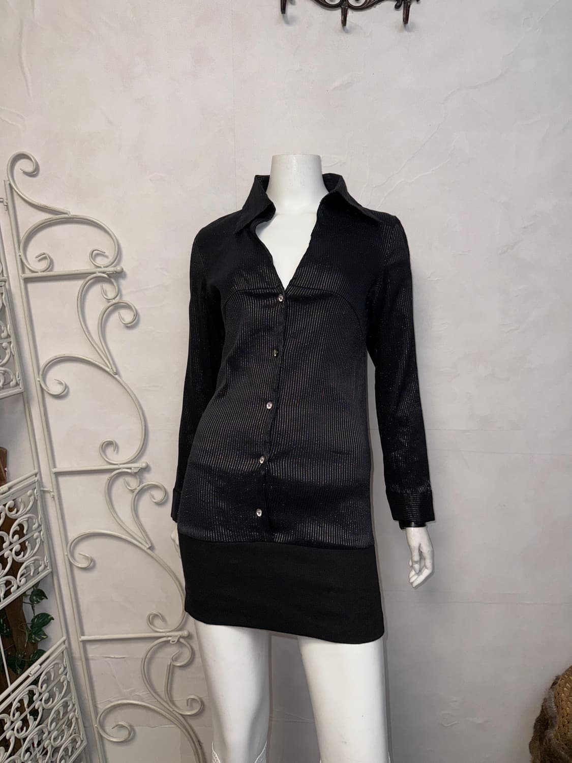 Black back laceup stripe shirt ops 상품이미지2