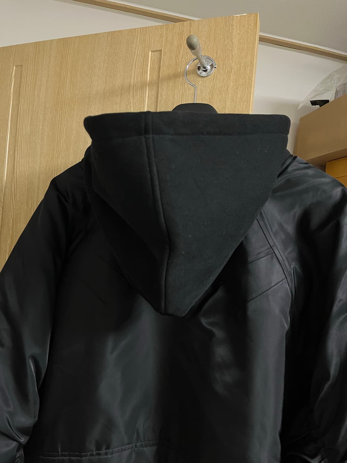 [2] 파프롬왓 오버사이즈 후드 봄버 블랙 상품이미지7