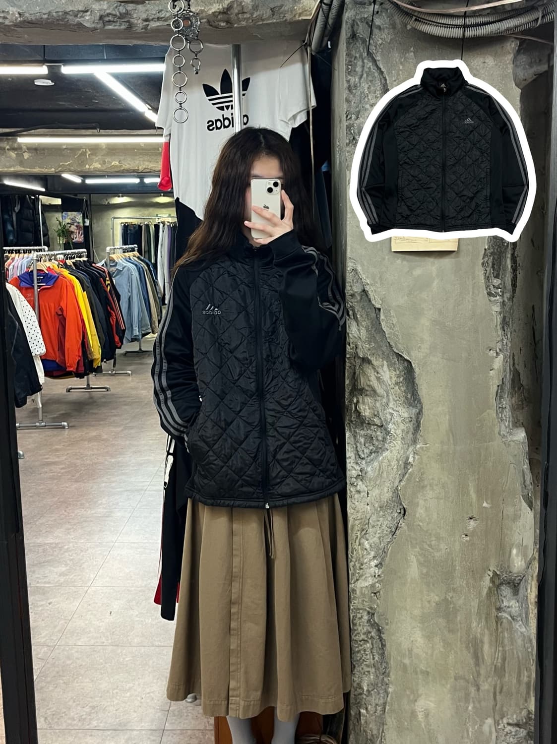 아디다스 퀄팅 기모 져지 블랙 105 #csz2194 상품이미지1