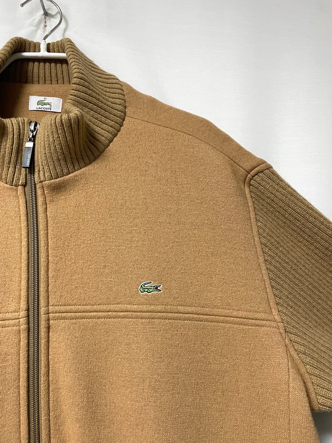 라코스테 남성 여유핏 니트 울 블루종 자켓 _ 카멜 _ 95-100 상품이미지2
