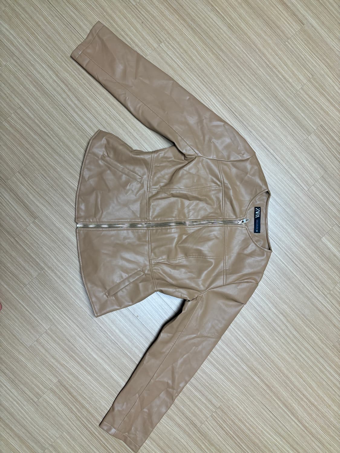 자라 카멜 라인 레더자켓 상품이미지3