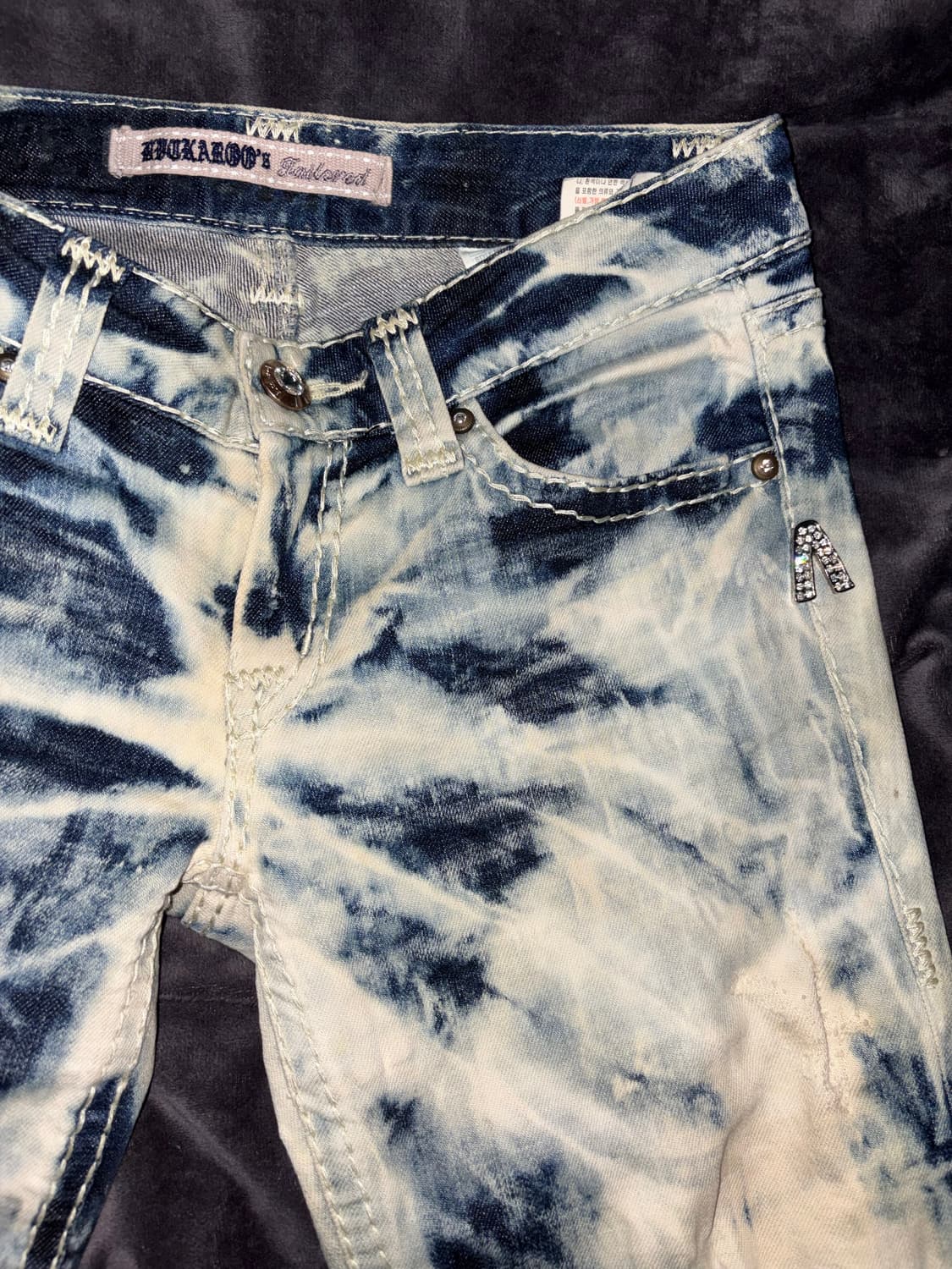 BUCKAROO y2k깔 로우 마블링 은장 고딕 빈티지 데님 디스트로이진 상품이미지4