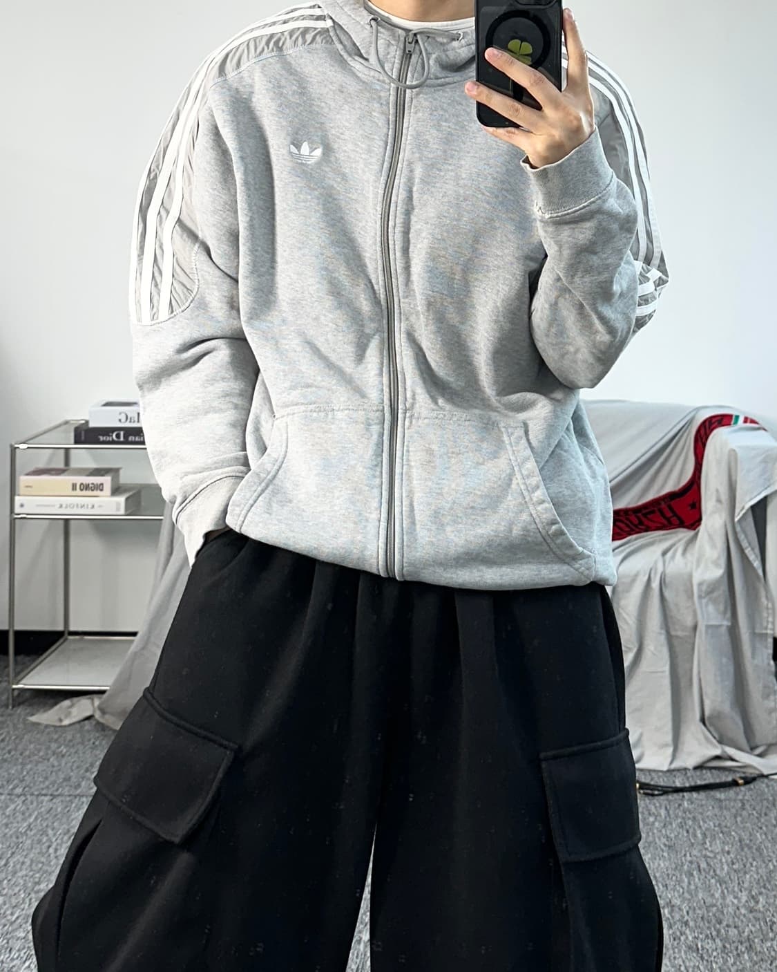 아디다스 그레이 파이어버드 후드집업 L 상품이미지3