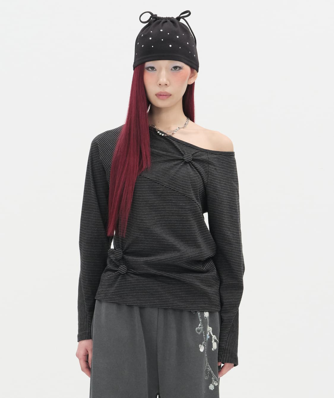 타입서비스 Striped Seam Button Top [Black] 상품이미지1