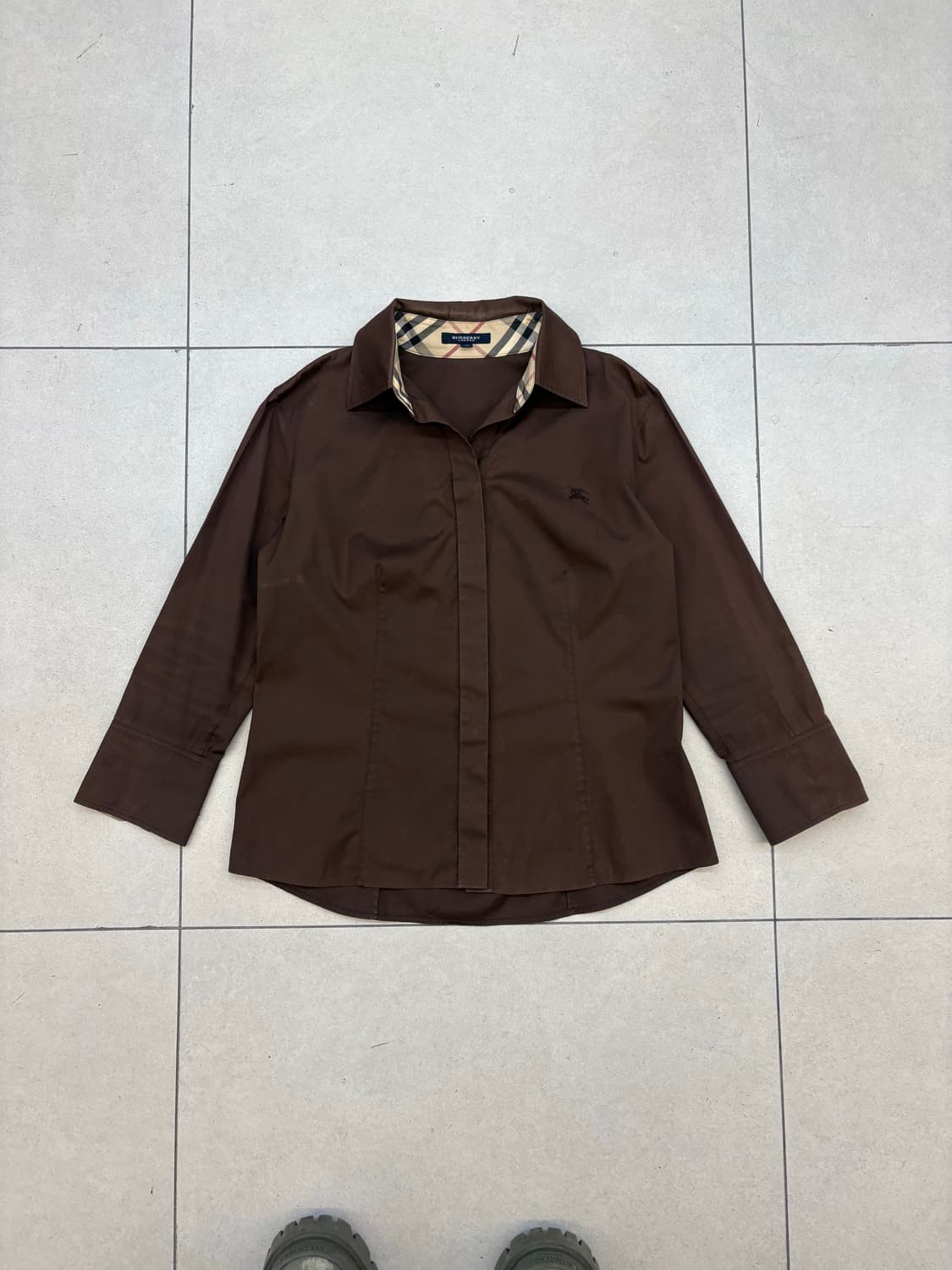 버버리 런던 노바체크 브라운 셔츠 상품이미지2
