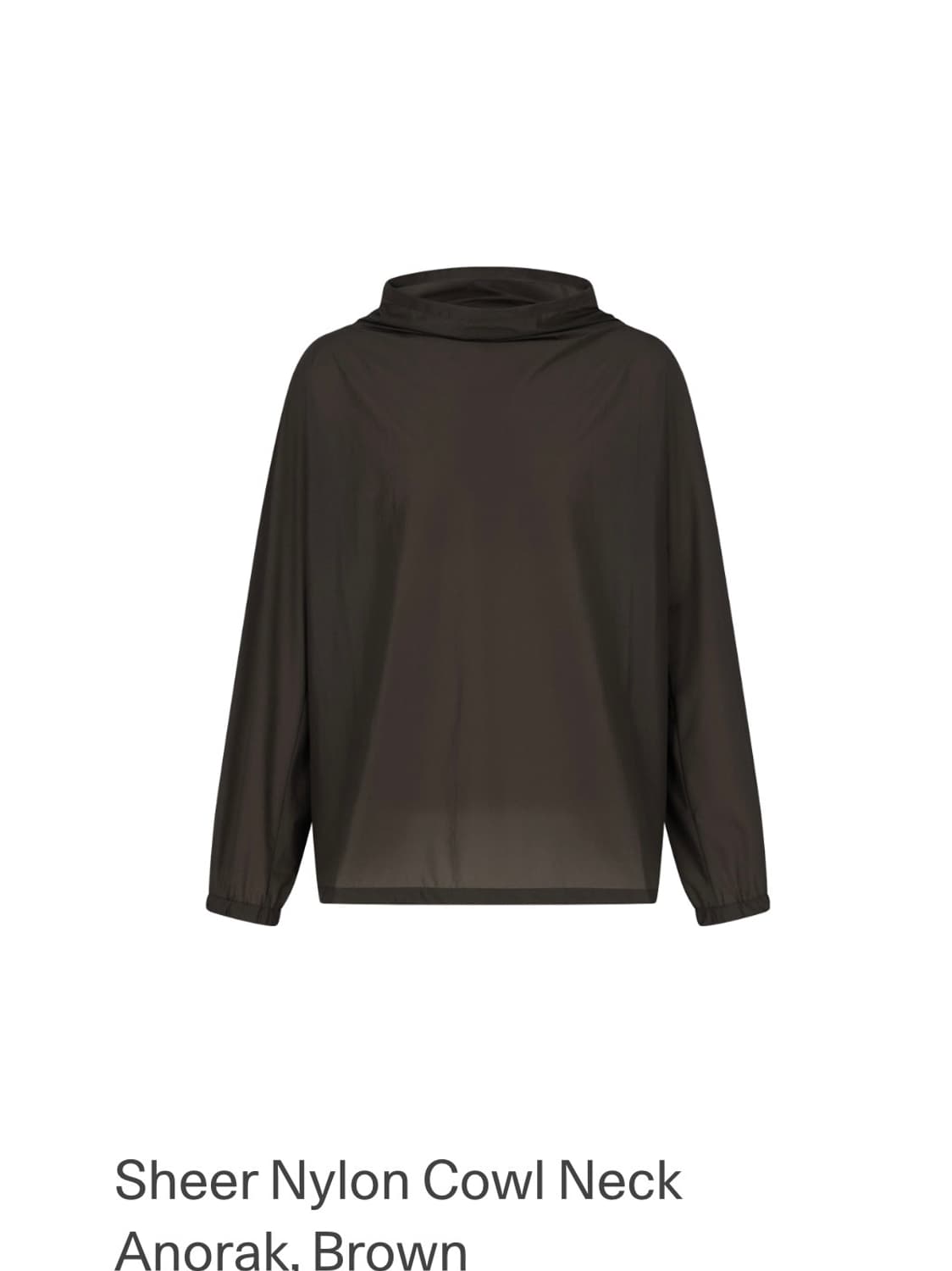 Sheer Nylon Cowl Neck Anorak. Brown 상품이미지1