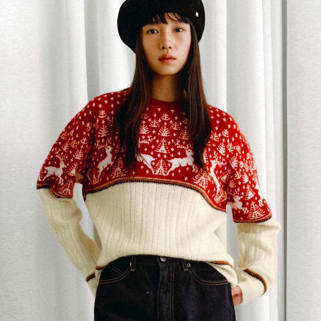 시엔느(SIENNE) 케빈 자카드니트 프리사이즈 상품이미지1