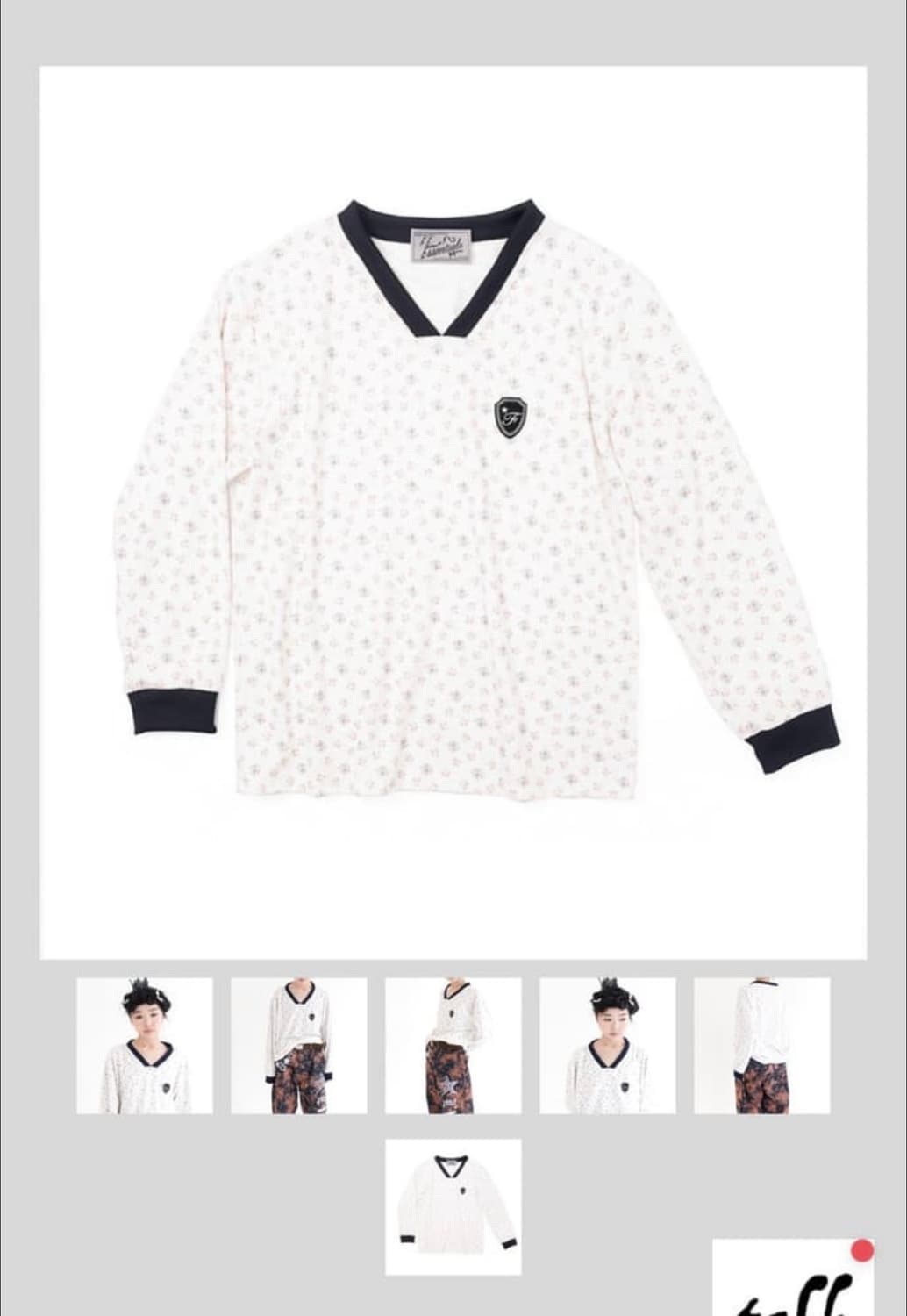 샵페어리 V flower terry shirt 브이넥 플라워 테리 셔츠 상품이미지2