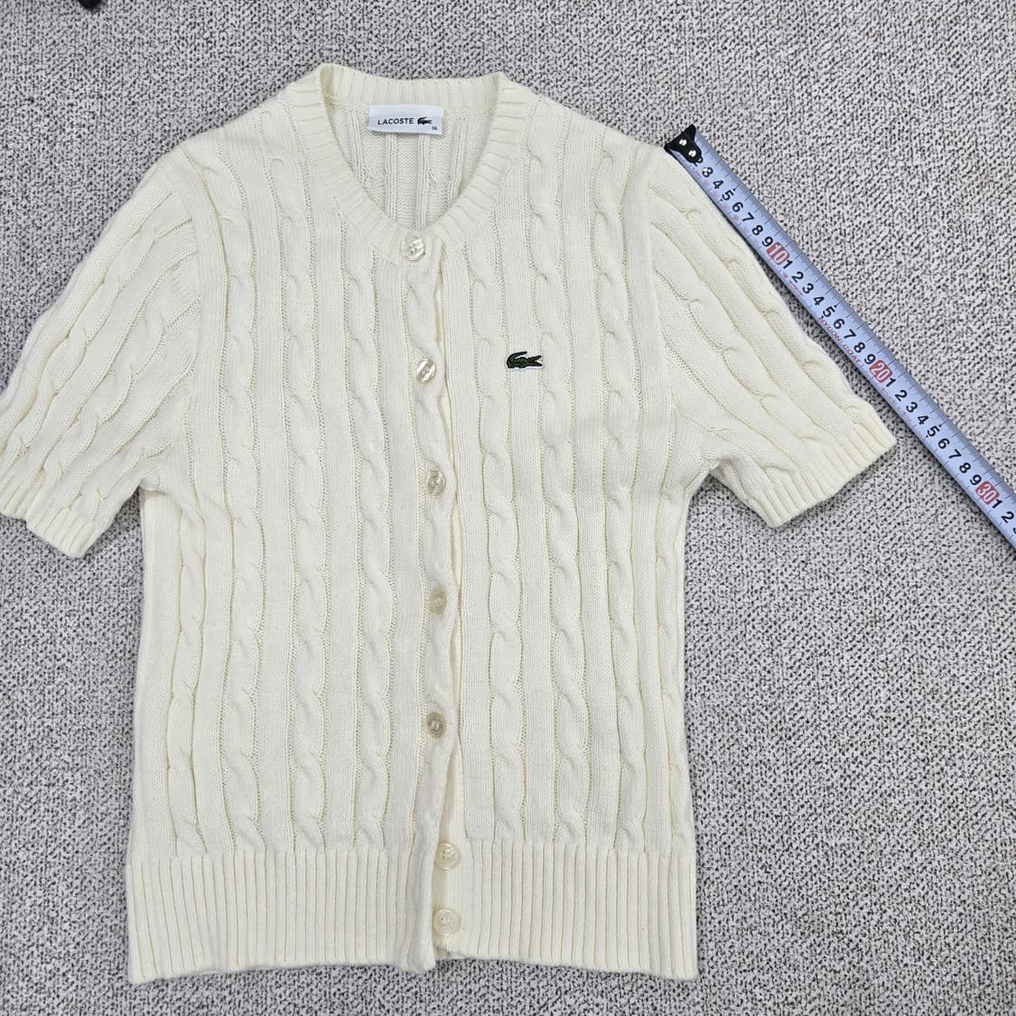 a0115 라코스테 케이블 반팔 가디건 아이보리 36 상품이미지6