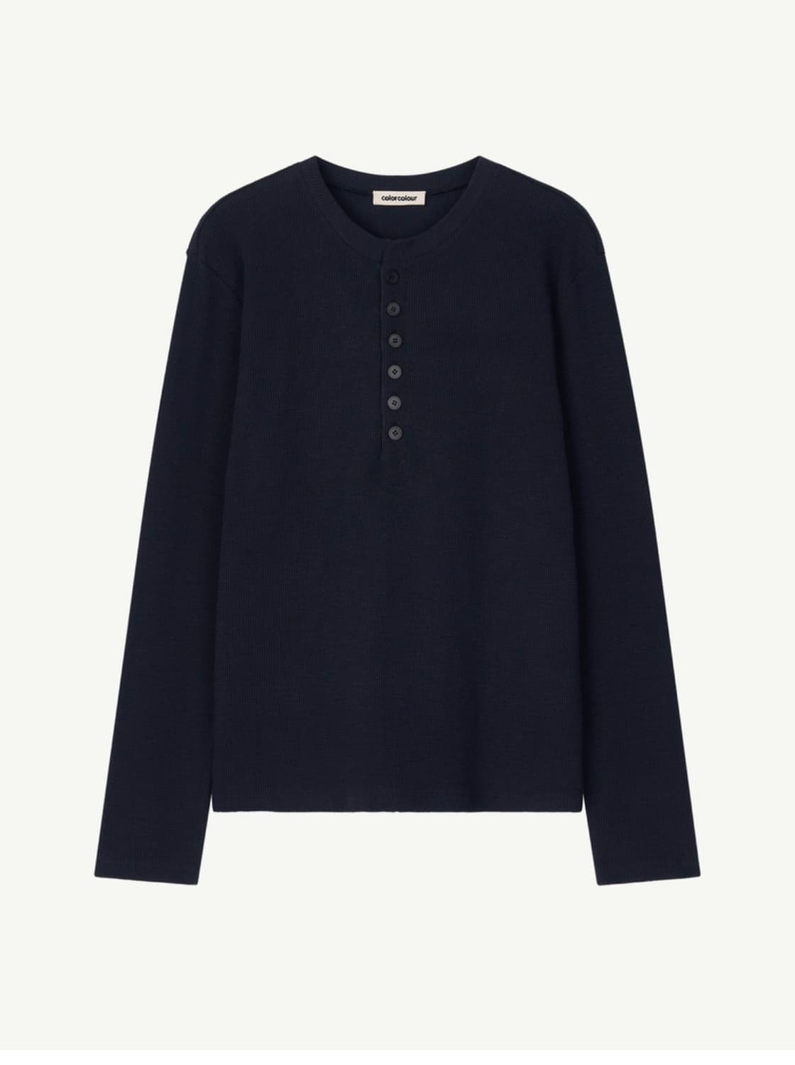컬러컬러 버튼헨리넥 네이비 2 상품이미지1