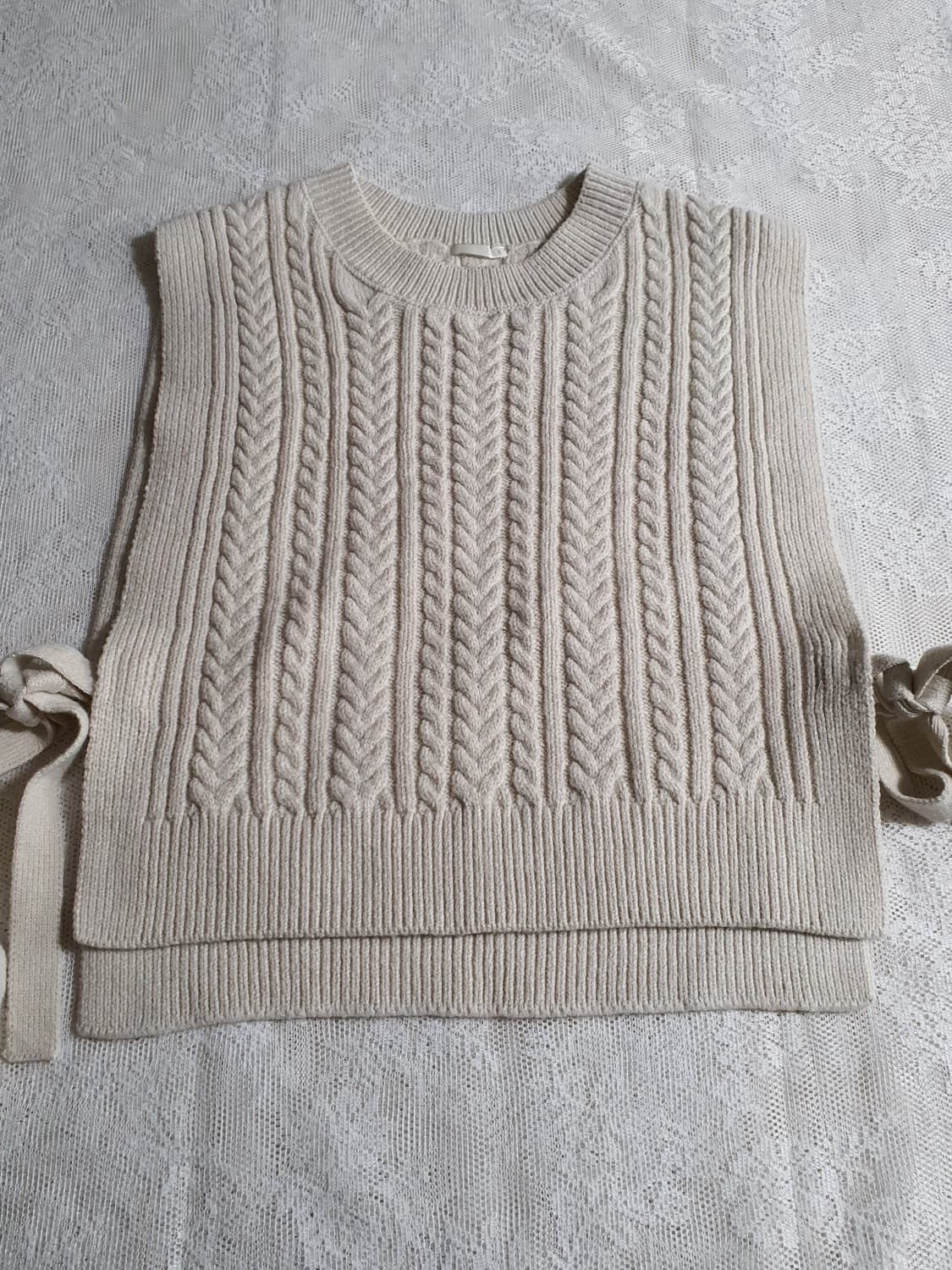 [일본빈티지] 아이보리 꽈배기 니트 조끼 모리걸 상품이미지5