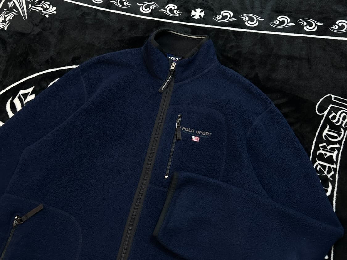 90s polo 폴로 USA 스포츠 플리스 자켓 네이비 M(100) 상품이미지1