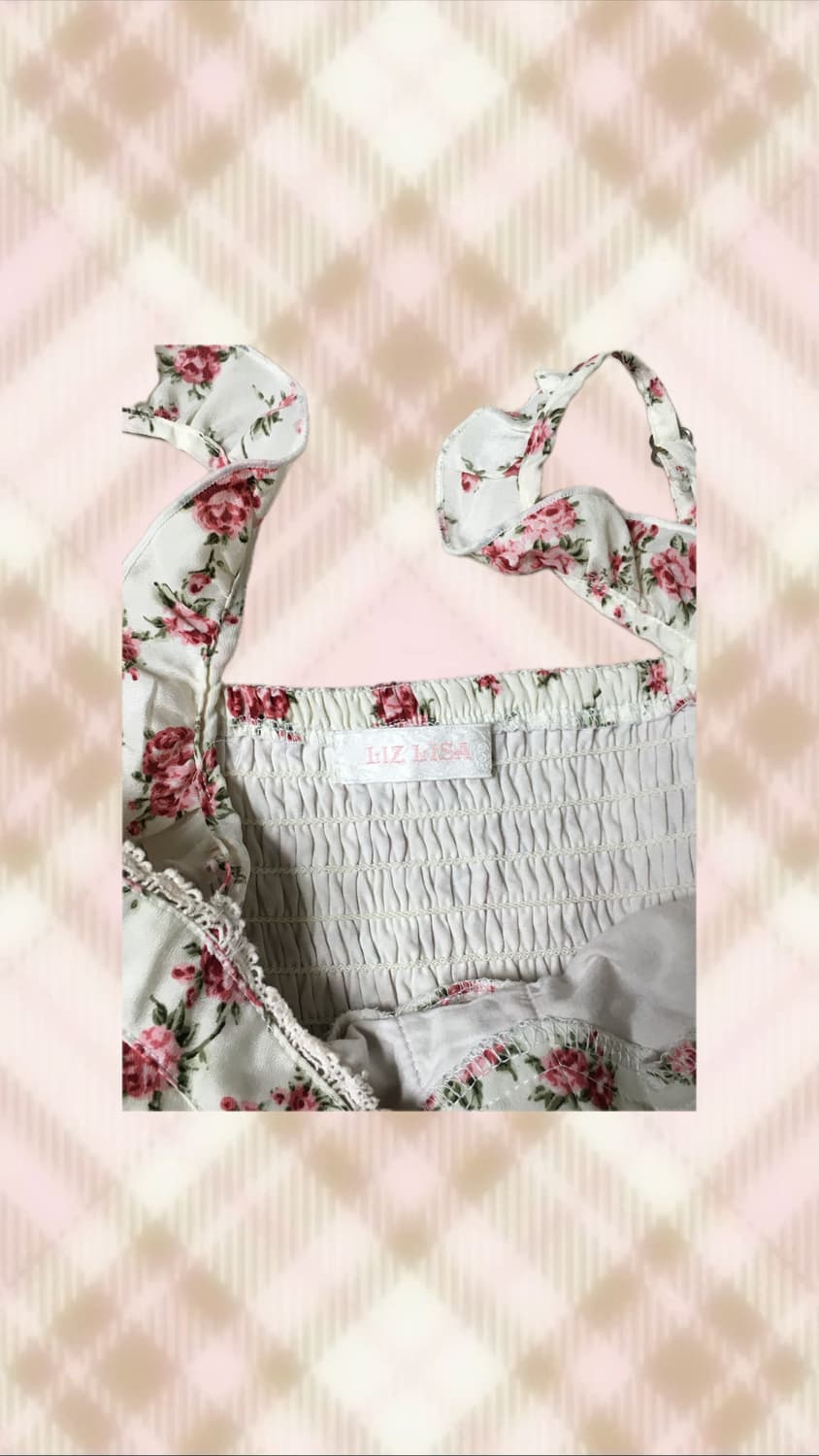 리즈리사 플로럴 꽃 패턴 나시 슬리브리스 갸루 러블리 로걀 히메 상품이미지2