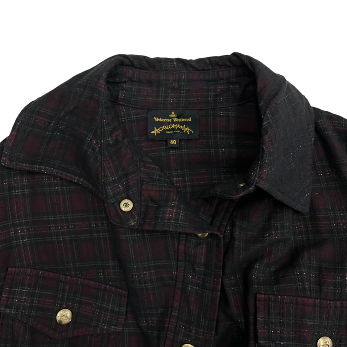 비비안웨스트우드 언발란스 골드버튼 체크 셔츠 40 상품이미지6