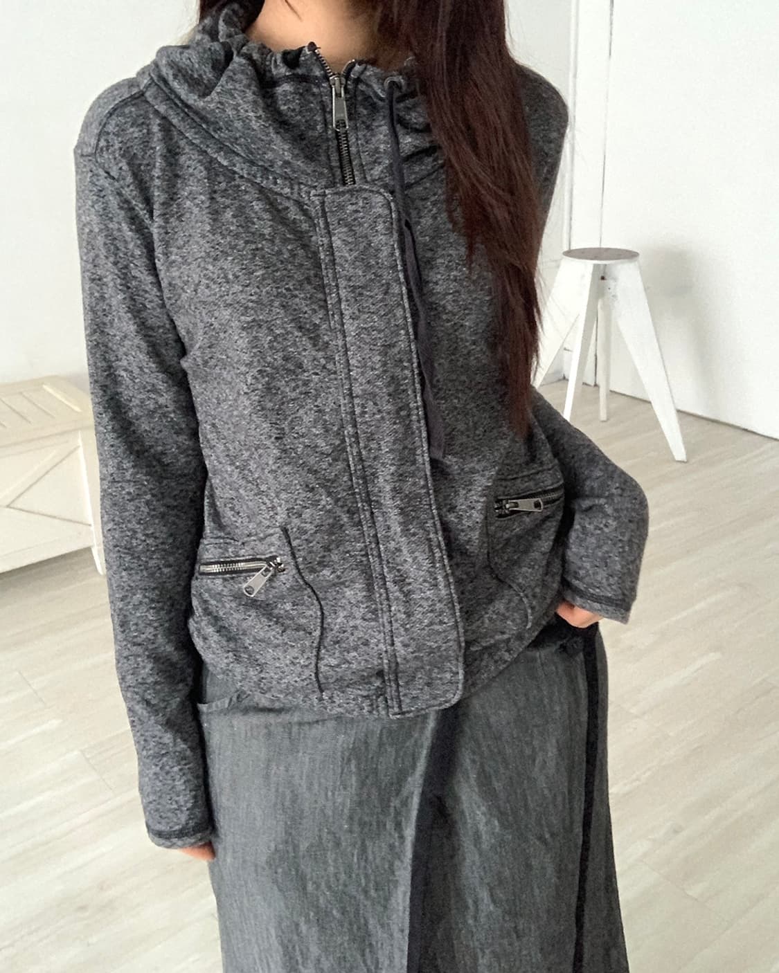 American Eagle Melange Grey Zip-Up 상품이미지6