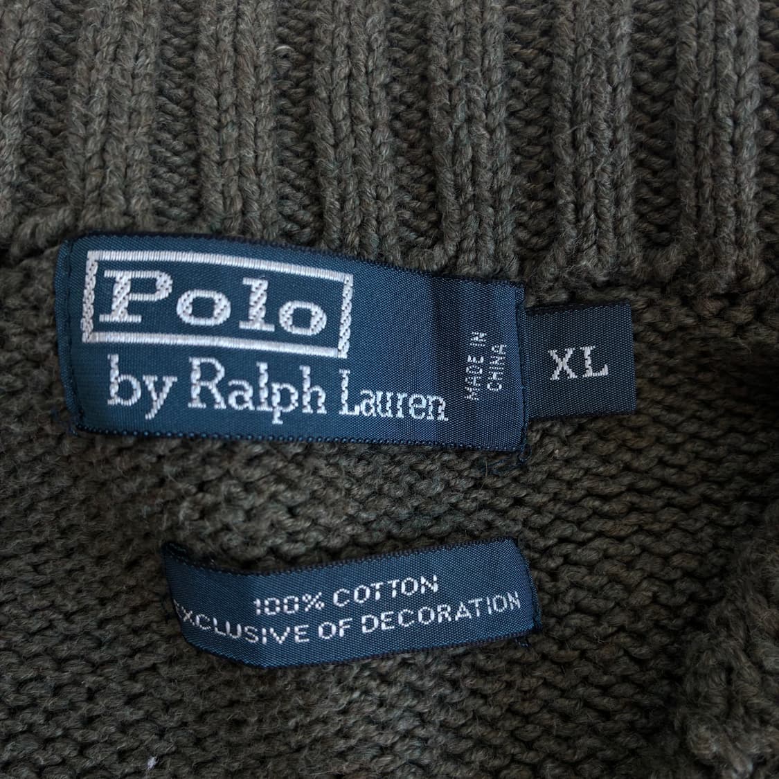 Polo  폴로 랄프로렌 자수 코튼 카키 반집업 니트 상품이미지3