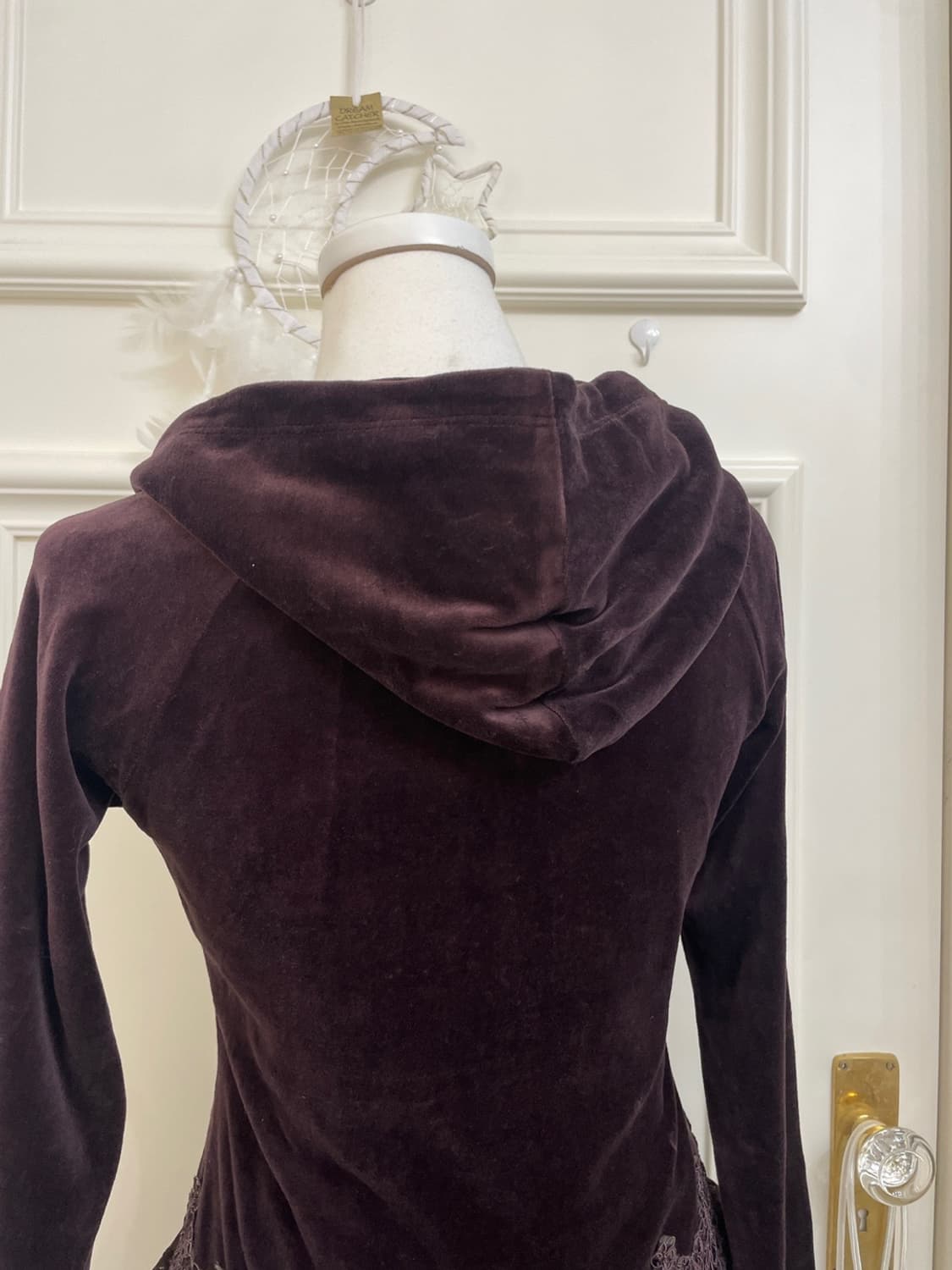 LEST ROSE lace trim velvet fairy hoodie- 상품이미지6