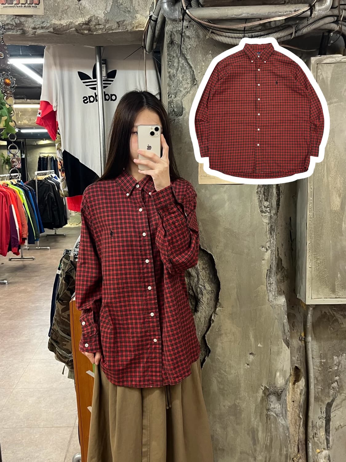 폴로 랄프로렌 체크 셔츠 레드 M #csz1490 상품이미지1