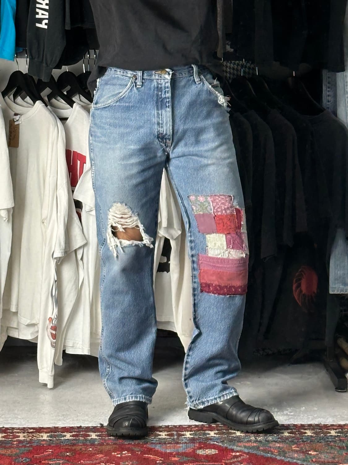 00's 랭글러 패치워크 리페어 데님 팬츠 상품이미지3