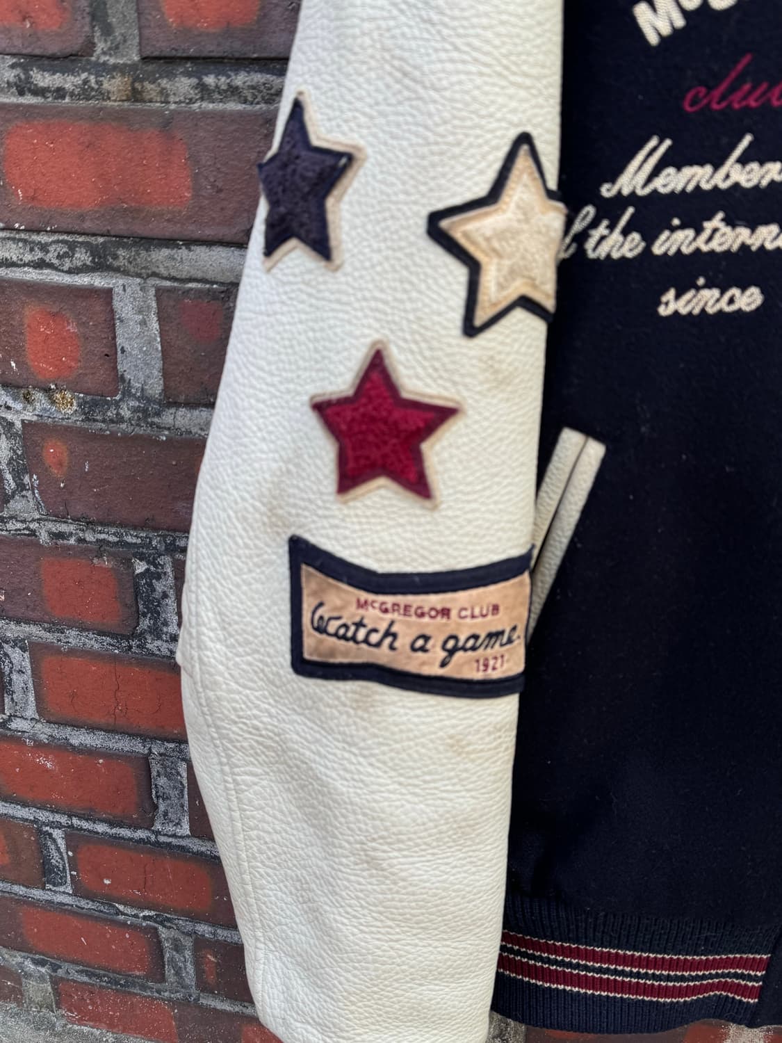 90s 맥그리거 패치 울 레더 바시티자켓  상품이미지5