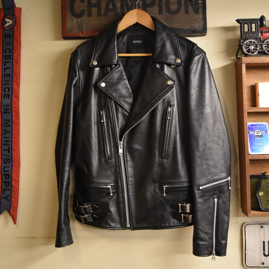 소가죽 라이더 자켓 블랙 (Ruckuz) 상품이미지1