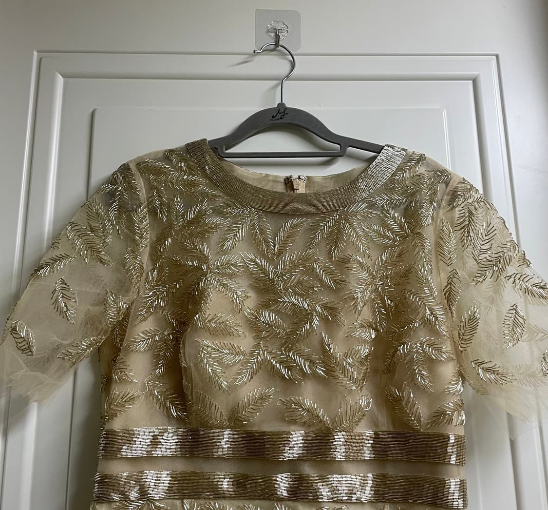 Oscar de la Renta 오스카 드 라 렌타 골드 비즈 드레스 상품이미지3