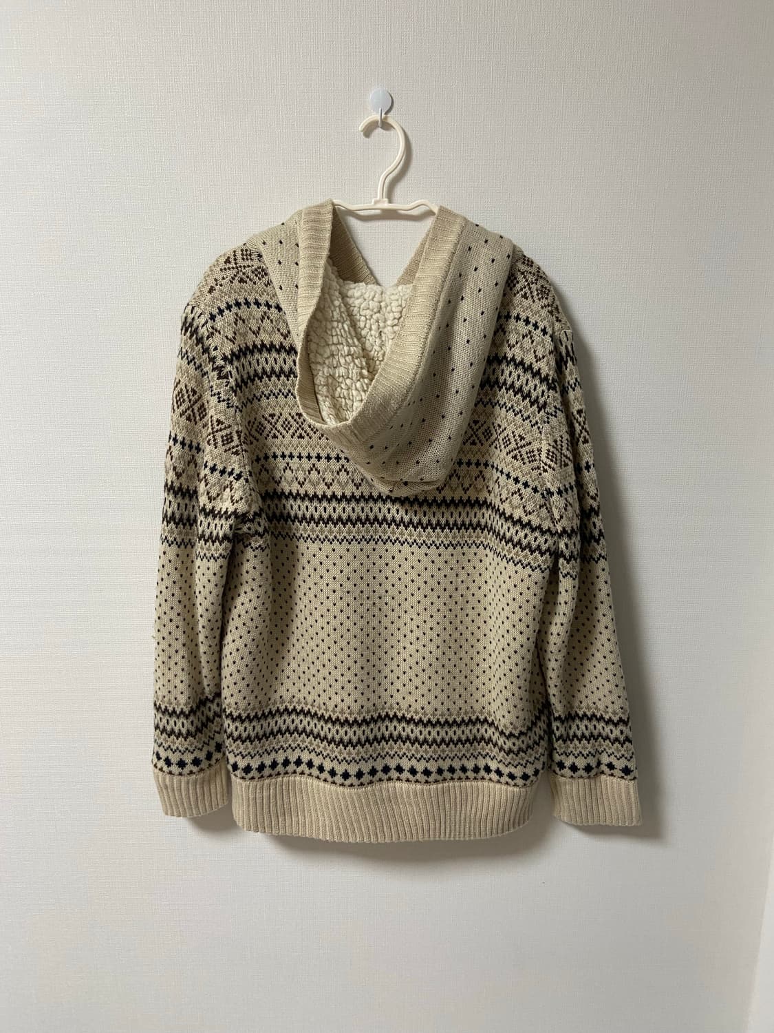 빈티지 모리걸 사와코 털 니트후드후리스 라떼히메갸루 상품이미지5