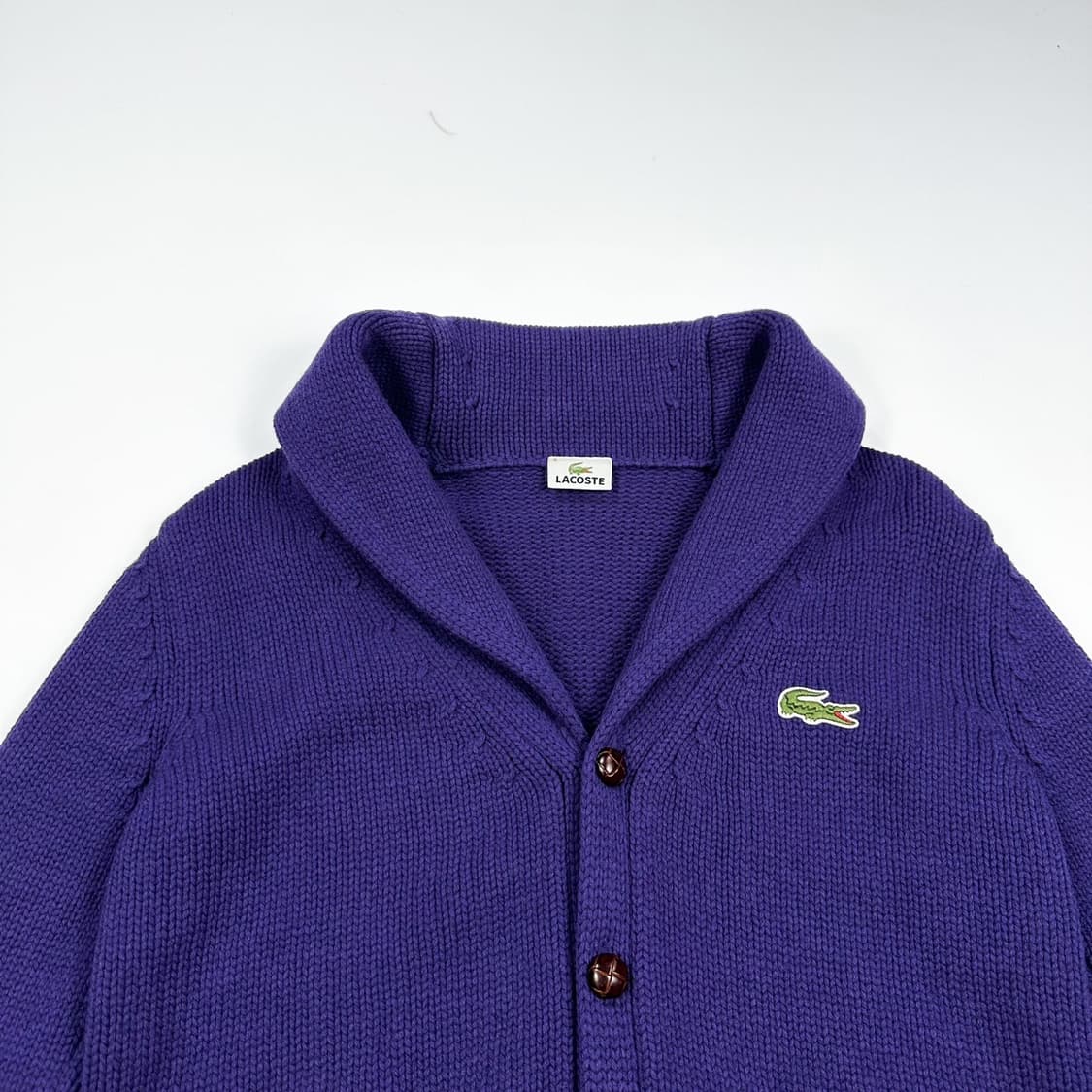 라코스테 크록 숄카라 퍼플 니트 가디건 (M) 상품이미지1
