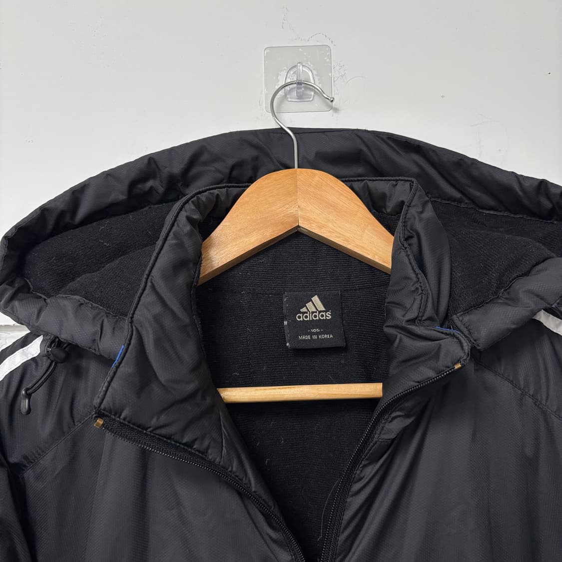 아디다스 블랙 삼선 후디 점퍼 상품이미지3