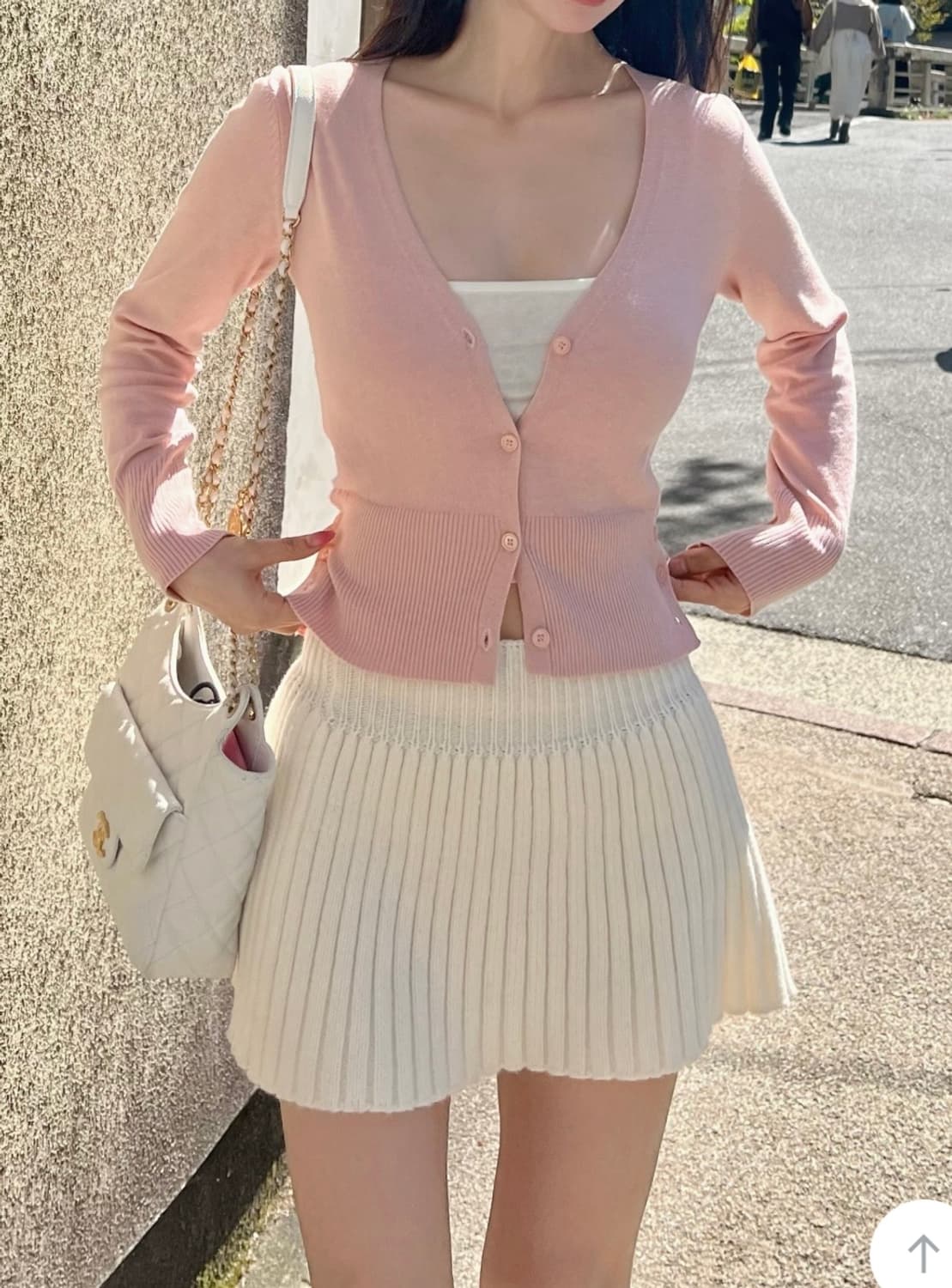 카인다미 울 가디건 - 핑크 상품이미지1